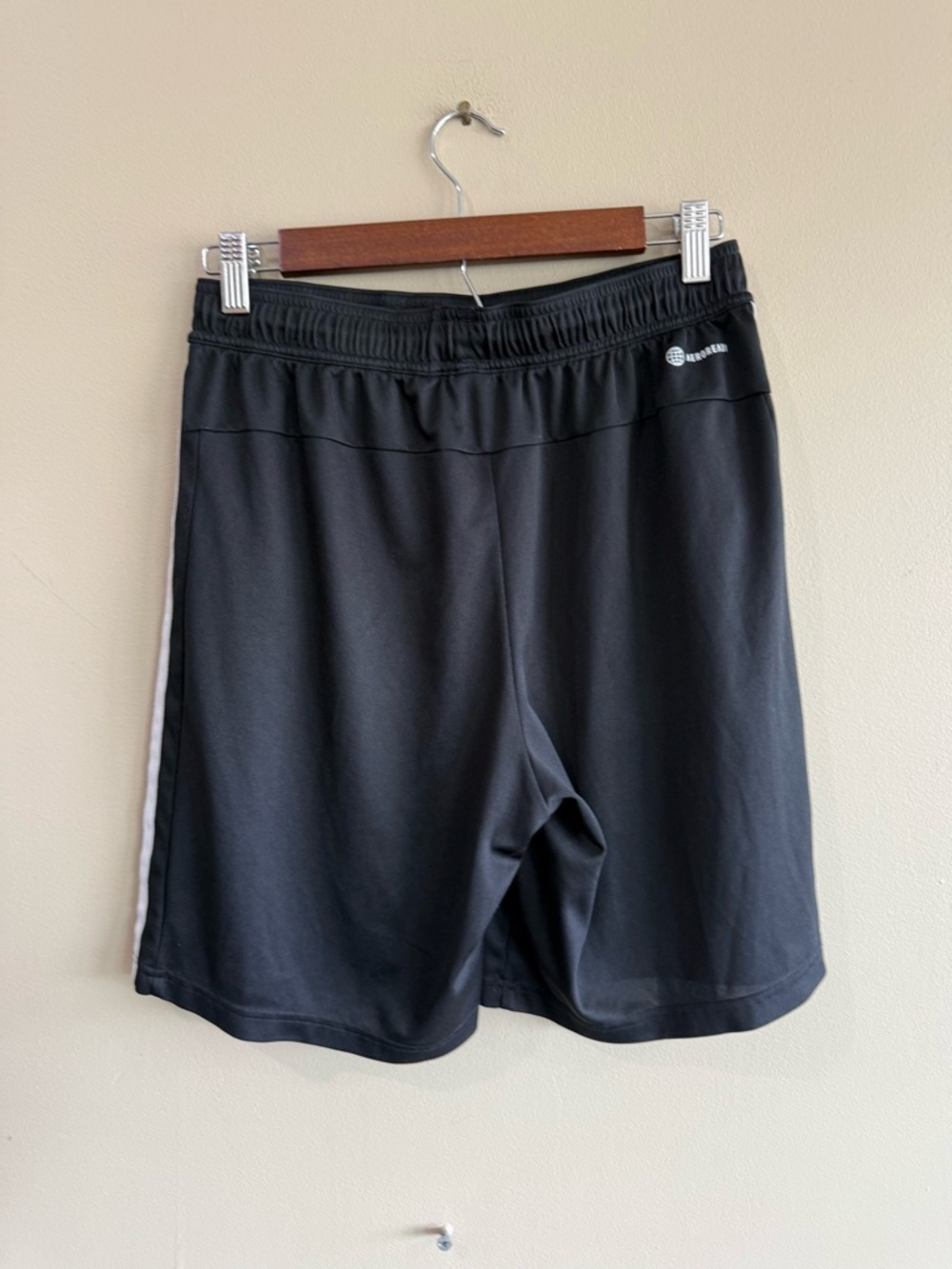 NEW adidas Black Men's Athletic Shorts White Side Stripes Zipper Pockets - Picture 6 of 8